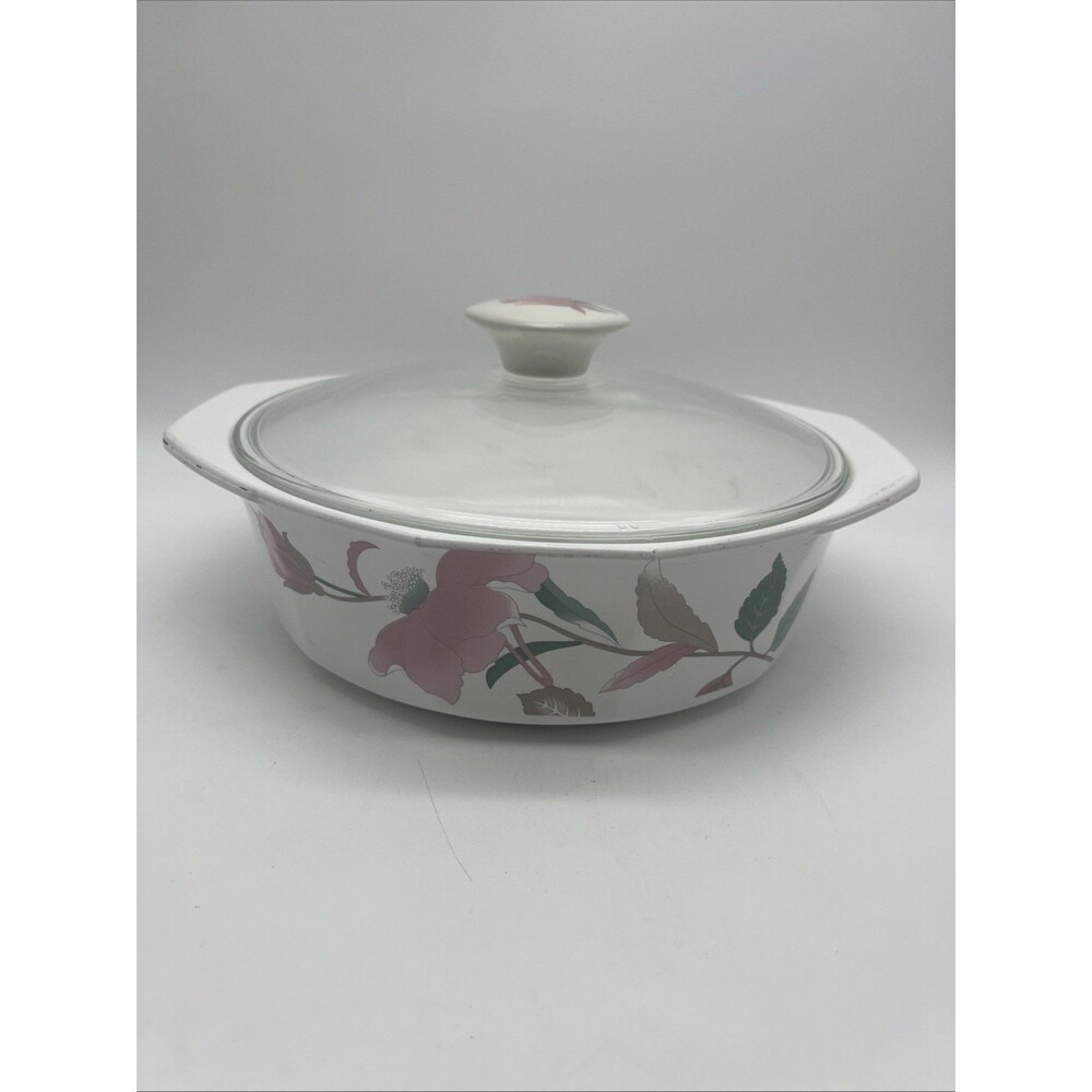 Mikasa Fire & Ice Silk Flowers Casserole Dish, With Glass Lid, AA009